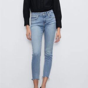 Zara The 80s Lightly Distressed Med Washed Slim Fit Jeans Size 12 New With Tags
